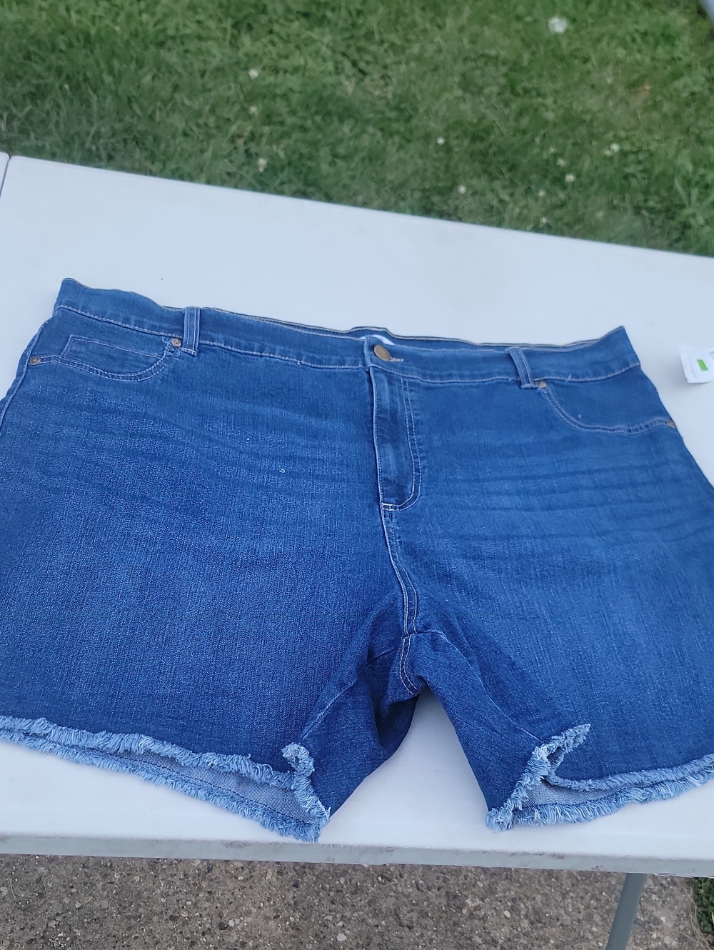 just be Blue Frayed Hem Denim Shorts